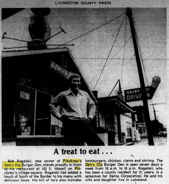 Dairy Dip Drive-In (Dairy Dip Burger Den) - Aug 1975 Article (newer photo)